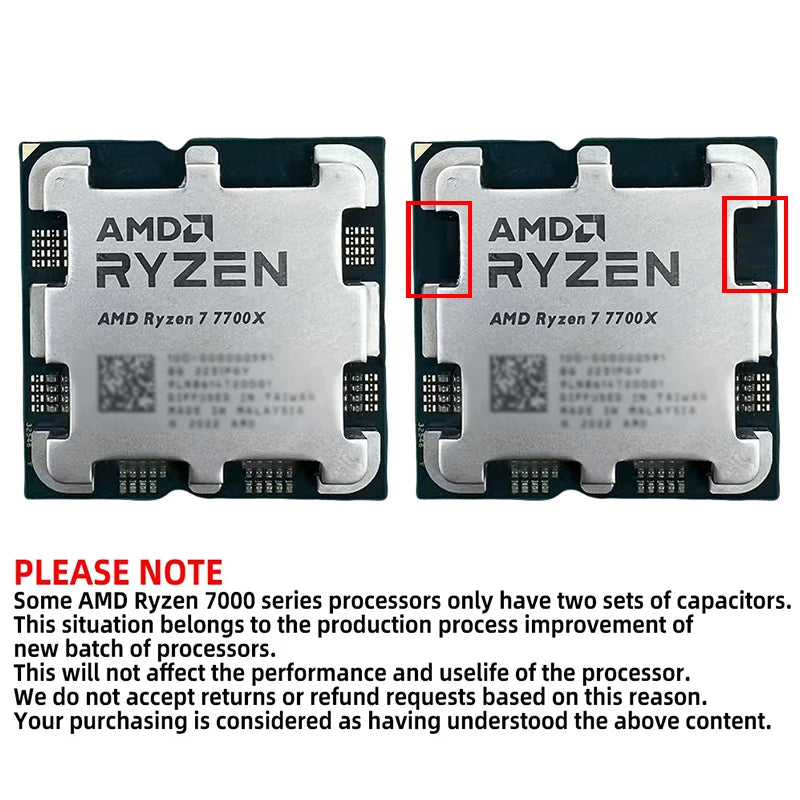 AMD Ryzen 7 7700 R7 7700 CPU 8-Core 16-Thread 5.3GHz Unlocked Desktop Processor Socket AM5 Gaming CPU Without Package Loose Pie