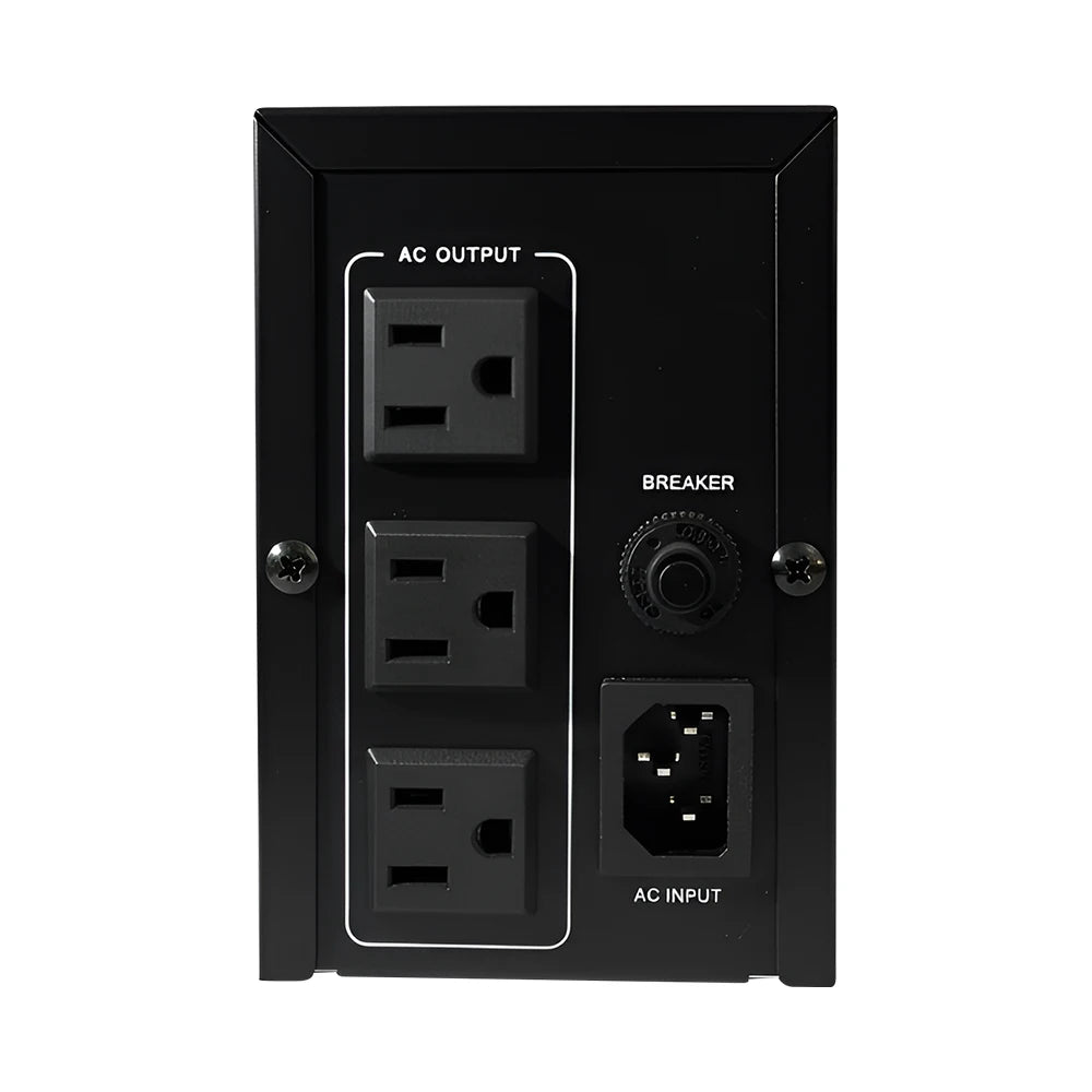 Backup UPS Power Supply 600VA 360W Battery Backup Power Surge Protector Sine Wave with 3 Outlets for Home and Office
