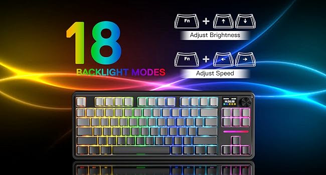 Redragon GB 80% Gasket RGB Gaming Keyboard w/Hype 1.14inch TFT Screen & Knob, 84 Keys Mechanical Keyboard