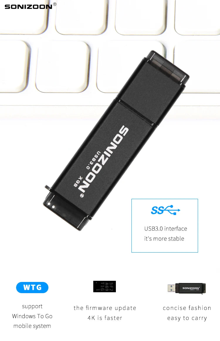 SONIZOON SSD OF WINTOGO SSD USB3.1 USB3.0 128GB 256GB Large capacity Hard disk Portable solid-state drive pc
