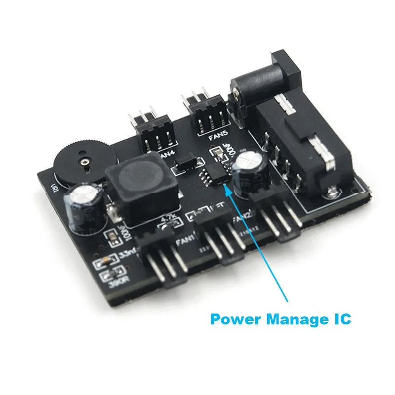 3pin Fan Controller Hub,3 4 Channel Molex or SATA Fan Splitter w/ Control Knob Computer PC Case 12V Fan Cooler Speed Temperature