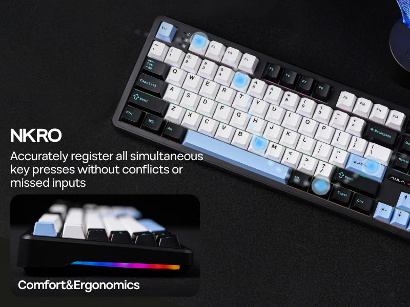 EPOMAKER X AULA F108 PRO Full Size 100% ANSI Layout Hot Swap Wired/2.4GHz/Bluetooth Wireless Mechanical Keyboard RGB Backlight