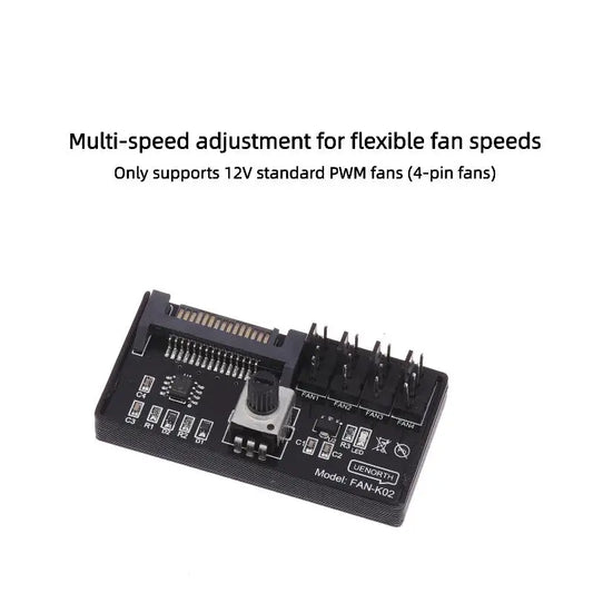 PWM Fan Speed Controller SATA DC Power On 4Pin Fan Governor NAS Server Fan Speed Regulator 4-Way 6-Way PWM Fan HUB Control