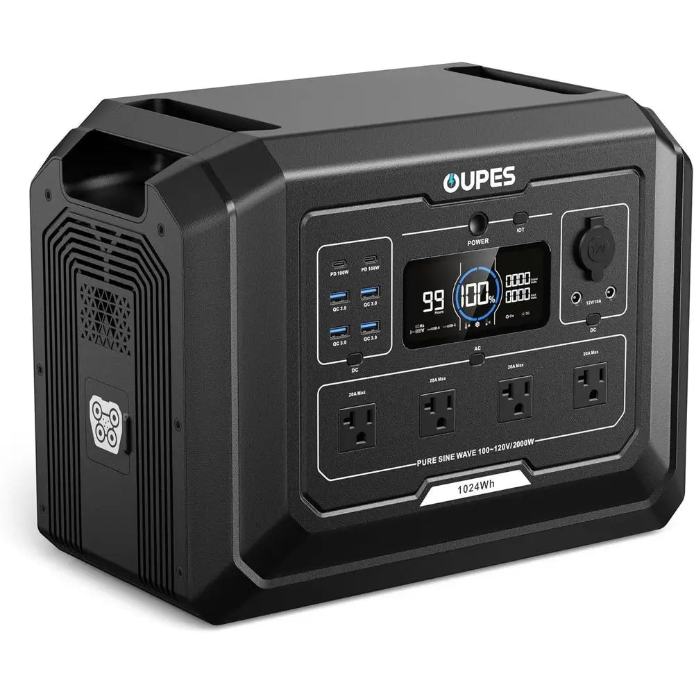 Mega 1 Portable Power Station 2000W (Surge 4500W), 1024Wh LiePO4 Battery r Generator, Expandable to 5kWh, UPS, or Home Backup Po