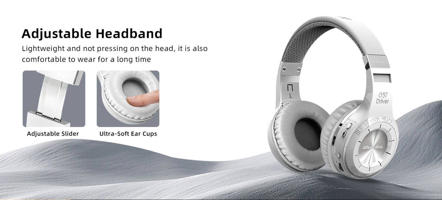 Bluedio 57mm Driver Wireless Headphones With Mic Over Ear Bluetooth 5.4 Headset HiFi Stereo Earphone For Phone PC Sports Office