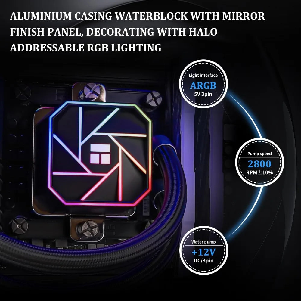 360mm AIO CPU Liquid Cooler, ARGB PWM Fans, Intel LGA1700/1200/115X & AMD AM5/AM4