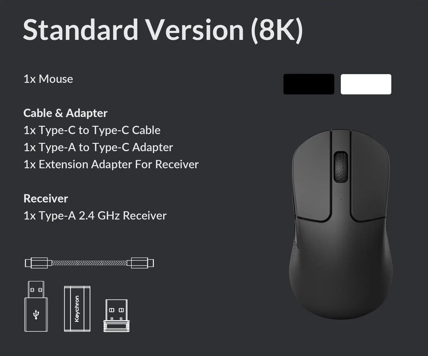 Keychron M3 Mini 2.4GHz Bluetooth Wireless Optical Mouse USB Type C Wired Mice