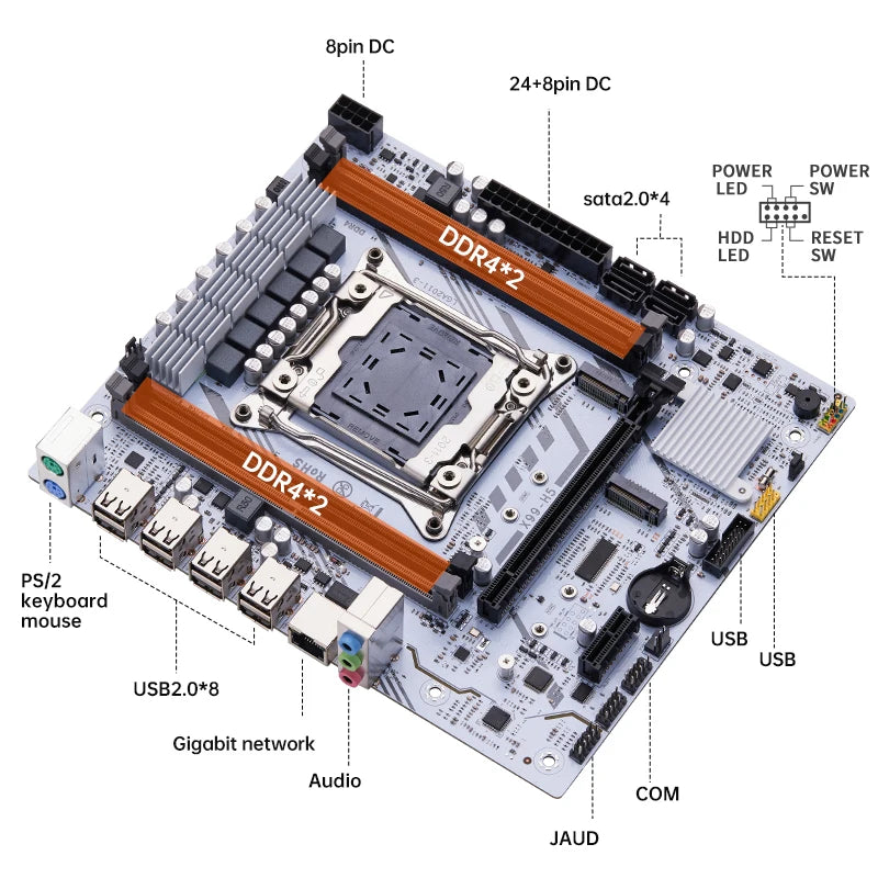 QIYIDA X99 Motherboard LGA 2011 3 Xeon CPU E5 V3 V4 DDR4 RAM NVME M.2 PCI3.0 16X SATA M-ATX