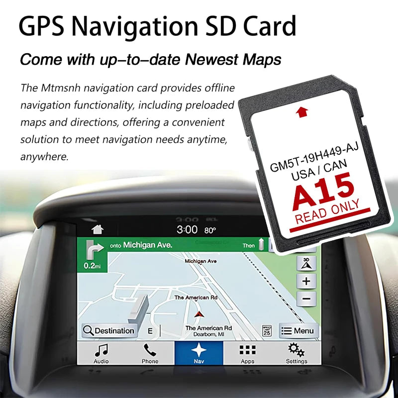 Navigation SD Card Sync Compatible with for Ford Lincoln A15-Roads Cover USA Canada Mexico