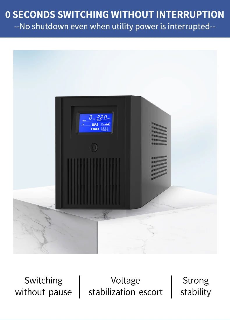 1000VA 2000VA 3000VA Standby Uninterruptible Power Supply UPS In-built Battery 12V 9Ah Backup  Power Ups for Laptop Desktop