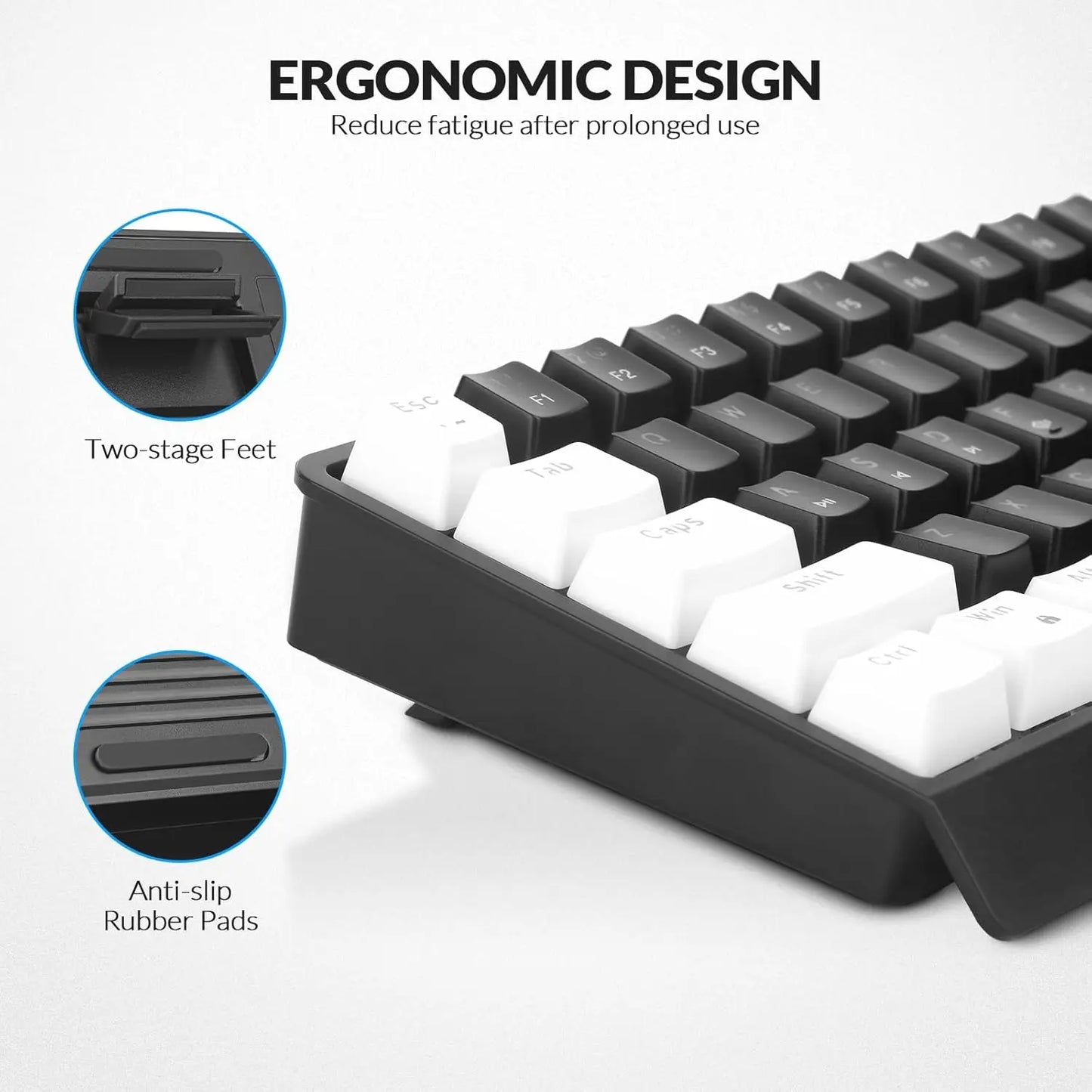 Rii RK806 60% Mechanical Gaming Keyboard,61 Keys Compact Wired Keyboard with Blue Backlight,Clicky Blue Switch,Anti-ghosting