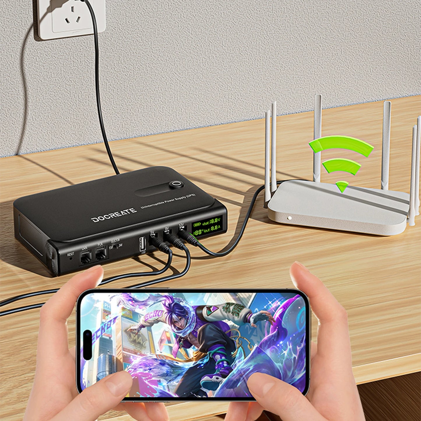 UPS Backup Battery Power Supply Supports 5V/9V/12V Mini DC UPS Uninterruptible Power Supply for Router Modem Security Camera