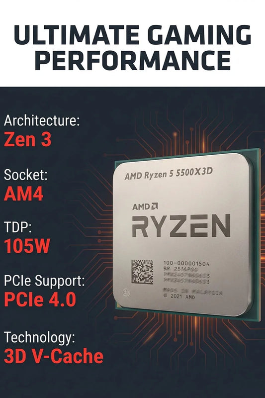 New AMD Ryzen 5 5500X3D R5 5500X3D CPU Processor 7NM L3=96M Socket AM4