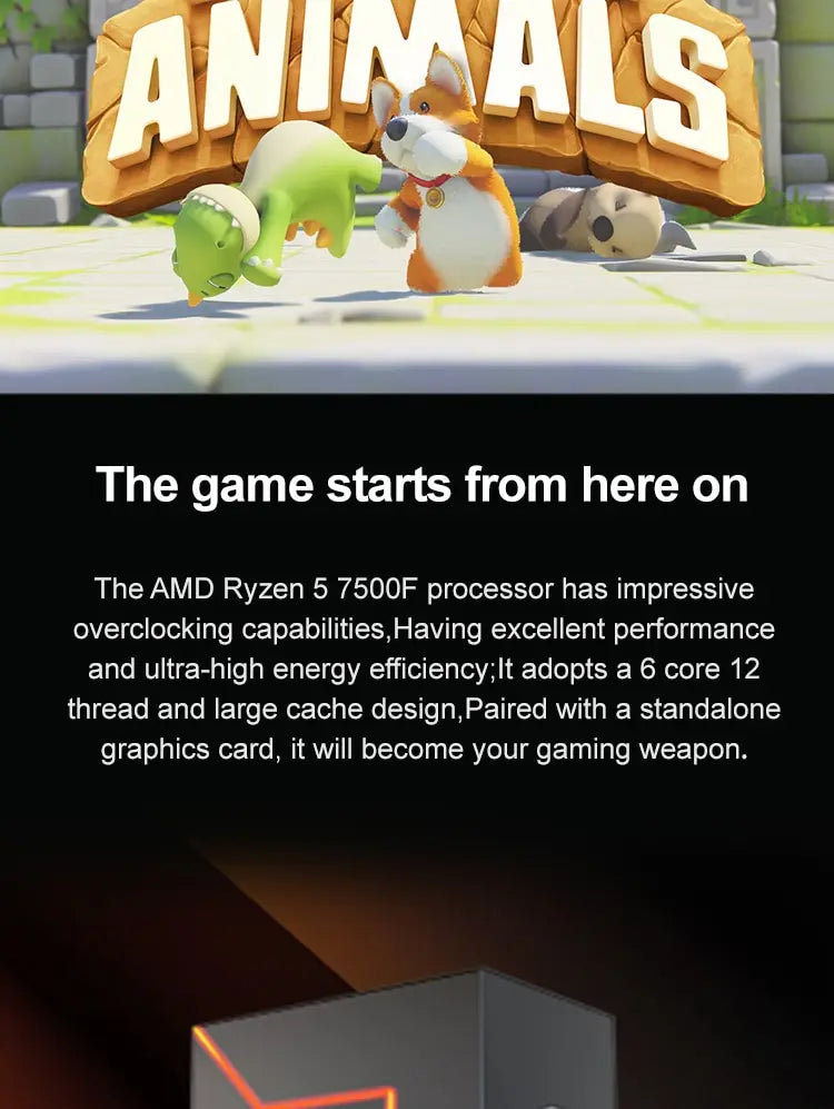 AMD Ryzen 5 7500F CPU AMD R5 7500F Processor Up to 5GHz 6-Core 12-Thread Socket AM5 Desktop Gaming CPU for PC Gamer