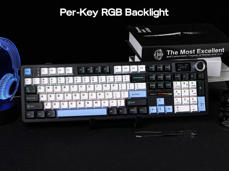 EPOMAKER X AULA F108 PRO Full Size 100% ANSI Layout Hot Swap Wired/2.4GHz/Bluetooth Wireless Mechanical Keyboard RGB Backlight