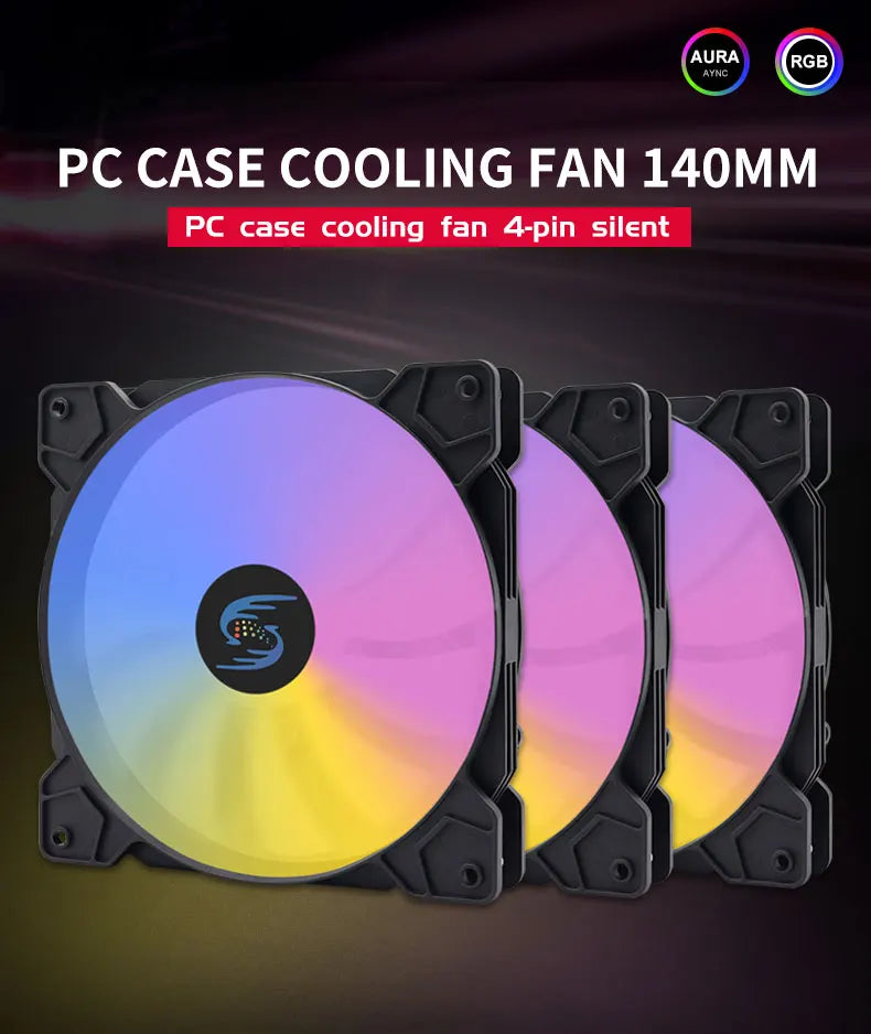 140mm pc fan 14 cm PC Case Fan Quiet 140mm RGB Fan 4pin Computer Cooling Fans Silent 12CM CPU Cooler Fan