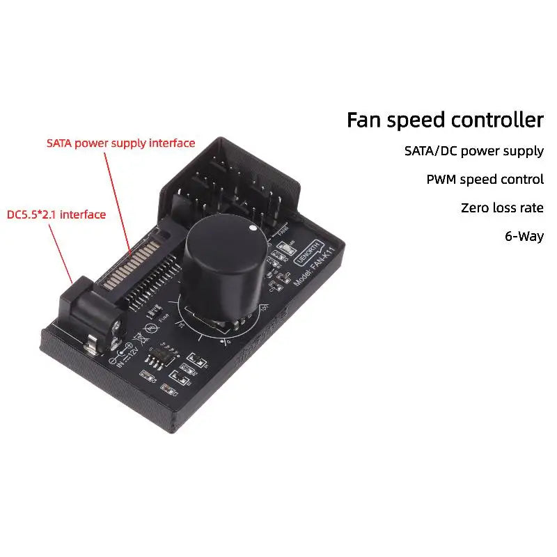 PWM Fan Speed Controller SATA DC Power On 4Pin Fan Governor NAS Server Fan Speed Regulator 4-Way 6-Way PWM Fan HUB Control