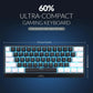 Rii RK806 60% Mechanical Gaming Keyboard,61 Keys Compact Wired Keyboard with Blue Backlight,Clicky Blue Switch,Anti-ghosting