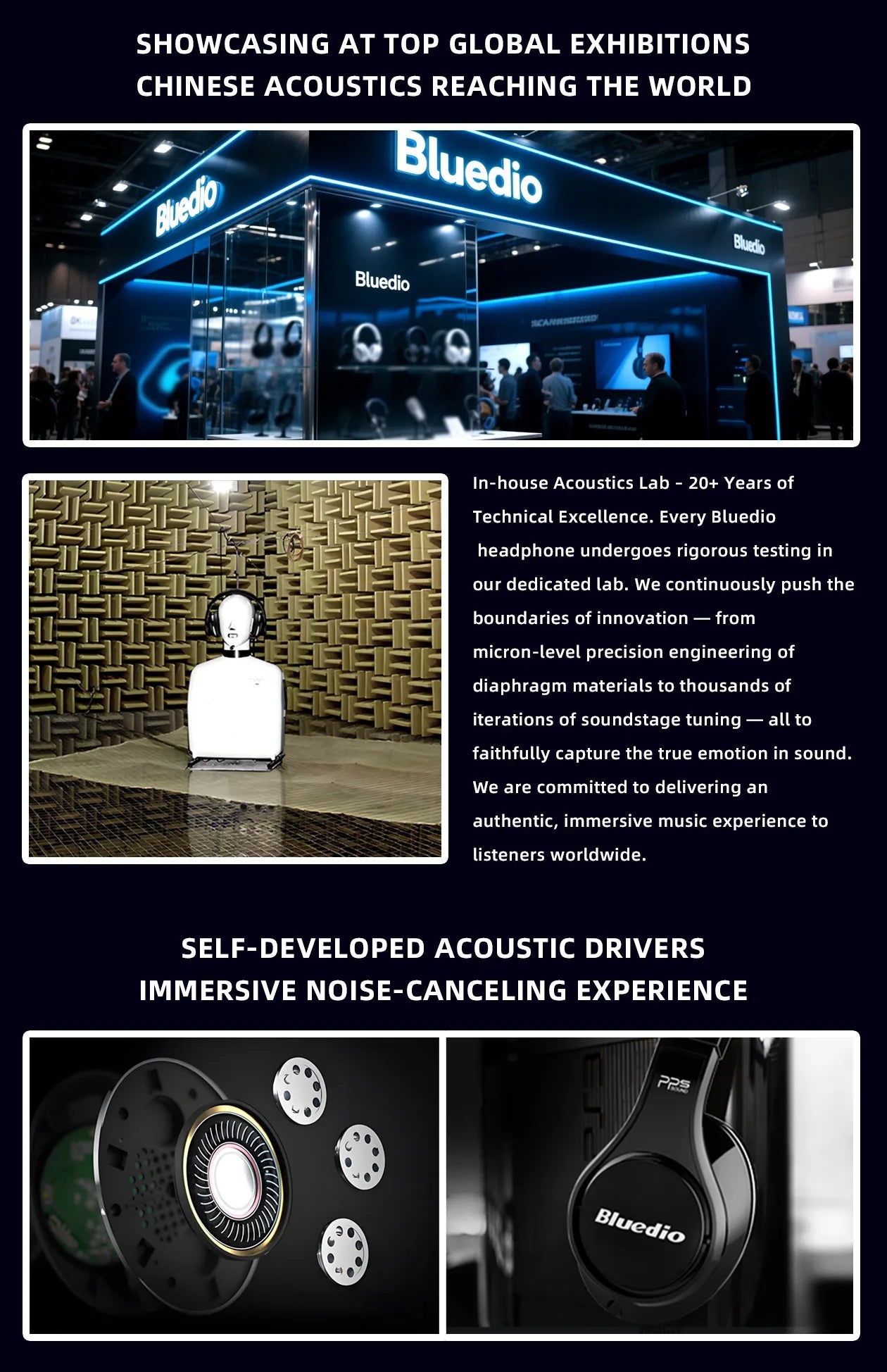 Bluedio 57mm Driver Wireless Headphones With Mic Over Ear Bluetooth 5.4 Headset HiFi Stereo Earphone For Phone PC Sports Office