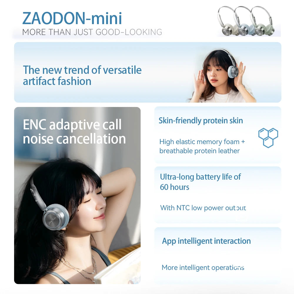 HaaYot Mini Wireless Headphone,60H Playtime ENC Noise Cancelling,35ms Low Latency Bluetooth 6.0,Ultra Light for Gaming/Travel