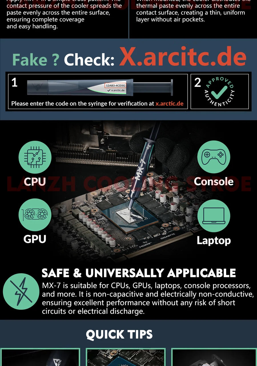 Arctic AC MX-7  Thermal Silicone Grease Gel For Computer Desktop Laptop Notebook CPU GPU VGA Card Thermal Conductive Paste