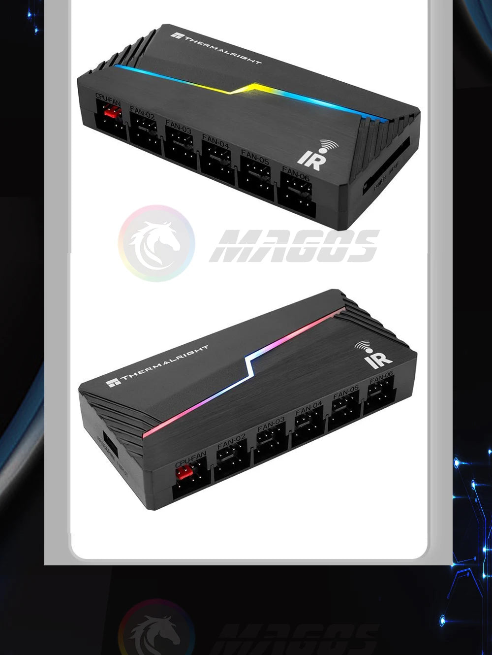 Thermalright ARGB and FAN HUB X12 IR Black, 3Pin ARGB +4Pin PWM 2 In 1 Temperature Control with Remote Control