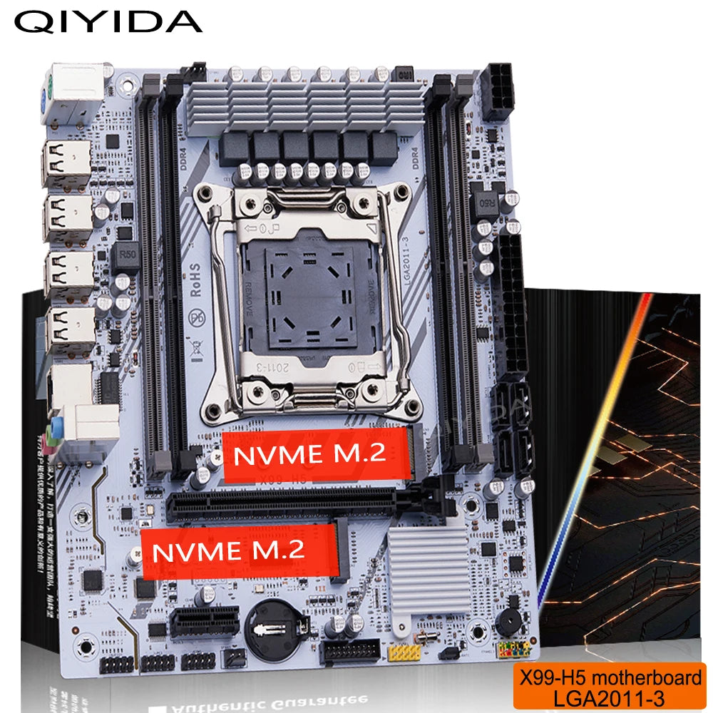 QIYIDA X99 Motherboard LGA 2011 3 Xeon CPU E5 V3 V4 DDR4 RAM NVME M.2 PCI3.0 16X SATA M-ATX