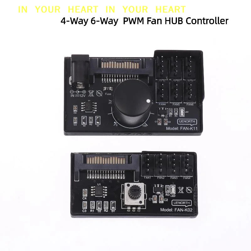 【X】PWM Fan Speed Controller SATA DC Power On 4Pin Fan Governor NAS Server Fan Speed Regulator 4-Way 6-Way PWM Fan HUB Control