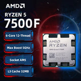 AMD Ryzen 5 7500F CPU AMD R5 7500F Processor Up to 5GHz 6-Core 12-Thread Socket AM5 Desktop Gaming CPU for PC Gamer