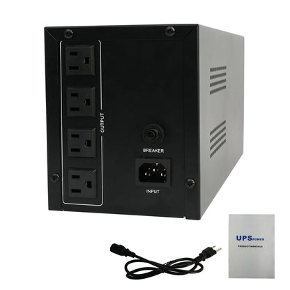 Backup UPS Power Supply 1500VA 900W 120V Battery Backup Power Simulated Sine Wave with 4 Outlets and LCD Display