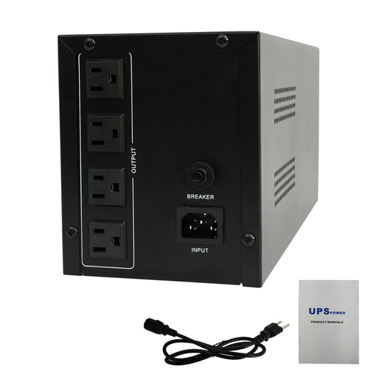 Backup UPS Power Supply 1500VA 900W 120V Battery Backup Power Simulated Sine Wave with 4 Outlets and LCD Display