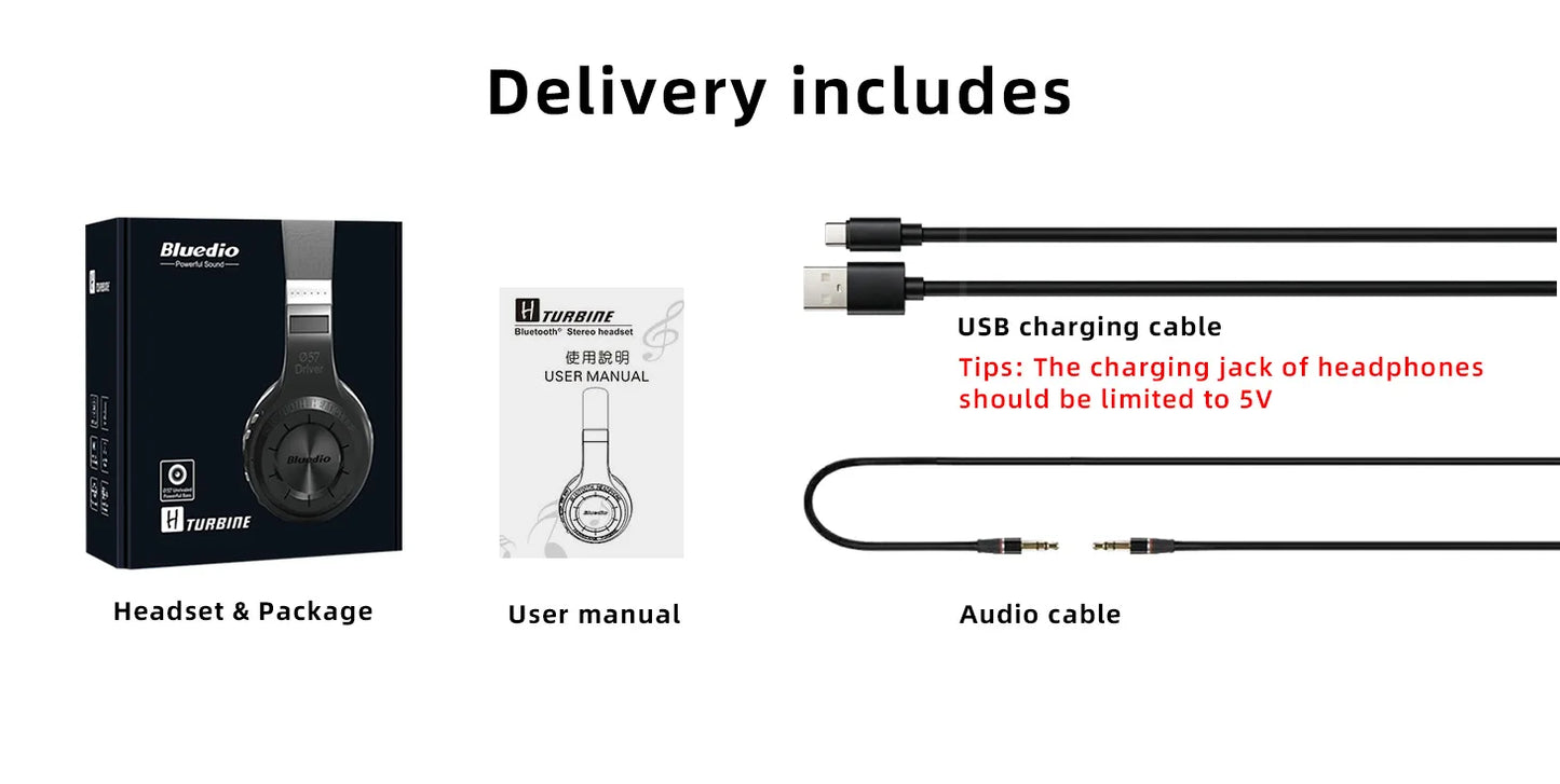 Bluedio 57mm Driver Wireless Headphones With Mic Over Ear Bluetooth 5.4 Headset HiFi Stereo Earphone For Phone PC Sports Office