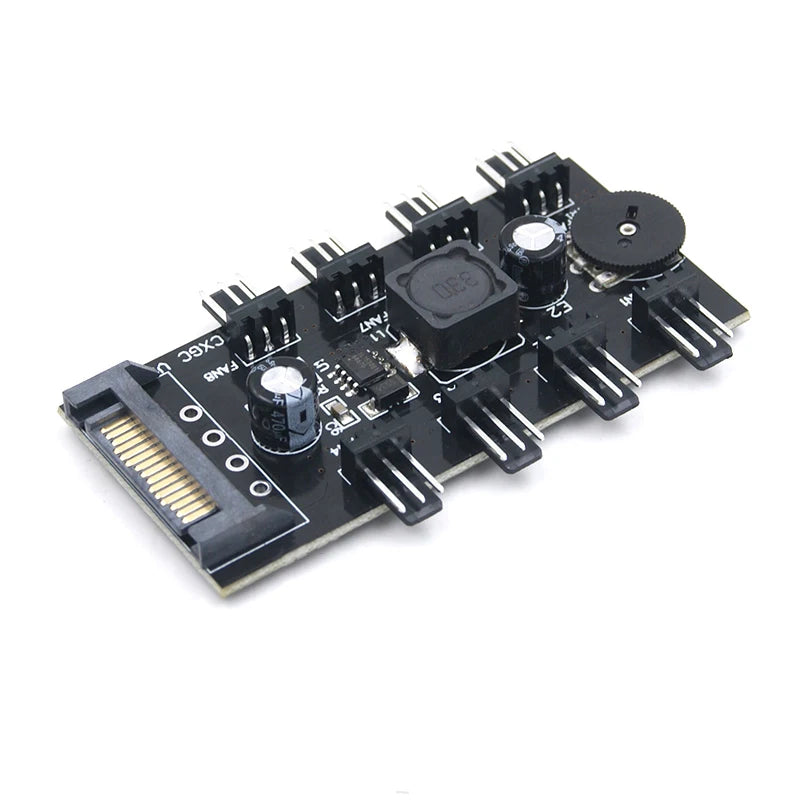 PC 8/10 Channels Fan Hub Knob Cooling Fan Speed Controller for CPU Case HDD VGA PWM Fan 12V Fan Control - Power by SATA,Molex