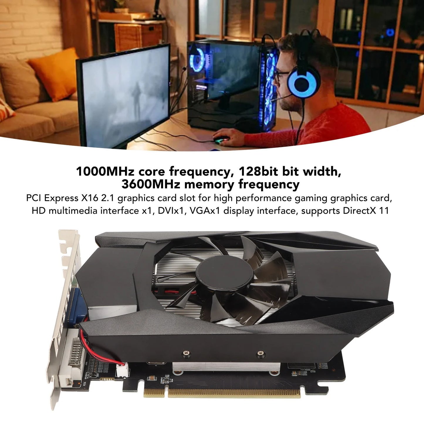 Portable HD7670 4GB GDDR5 Graphics Card 128bit 650MHz Core Frequency Supports DirectX 11 PCI Express X16 2.1 Graphics Card