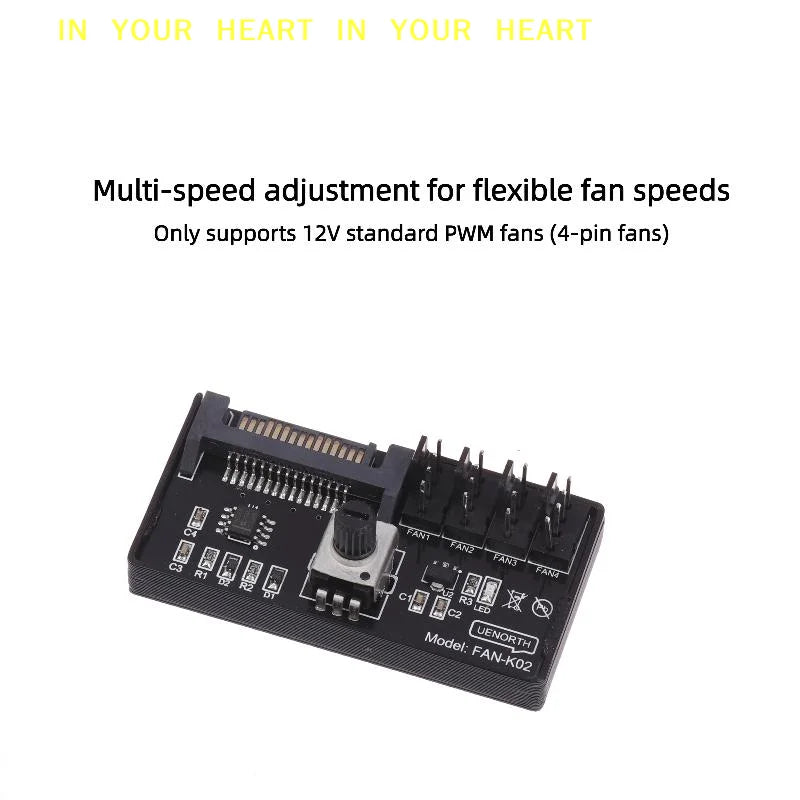 【X】PWM Fan Speed Controller SATA DC Power On 4Pin Fan Governor NAS Server Fan Speed Regulator 4-Way 6-Way PWM Fan HUB Control
