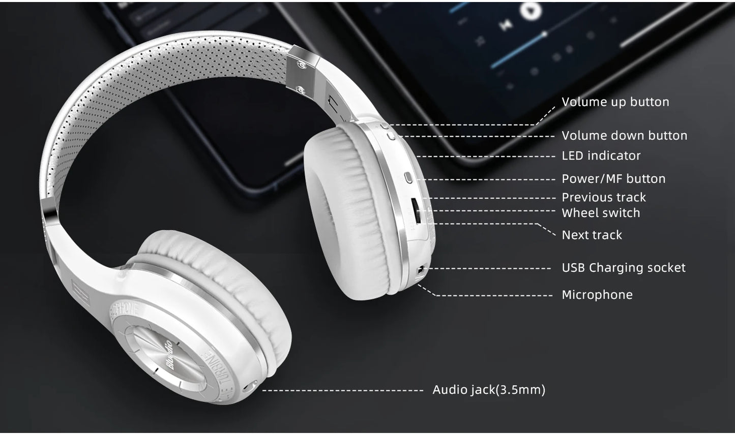 Bluedio 57mm Driver Wireless Headphones With Mic Over Ear Bluetooth 5.4 Headset HiFi Stereo Earphone For Phone PC Sports Office