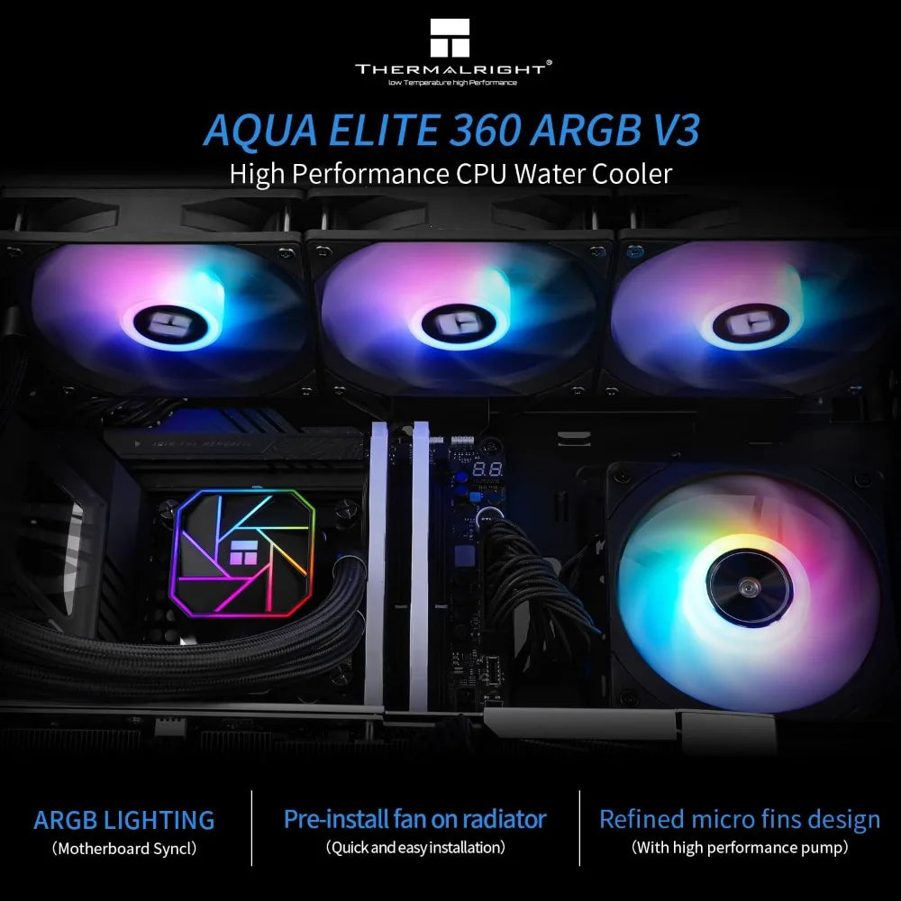 360mm AIO CPU Liquid Cooler, ARGB PWM Fans, Intel LGA1700/1200/115X & AMD AM5/AM4