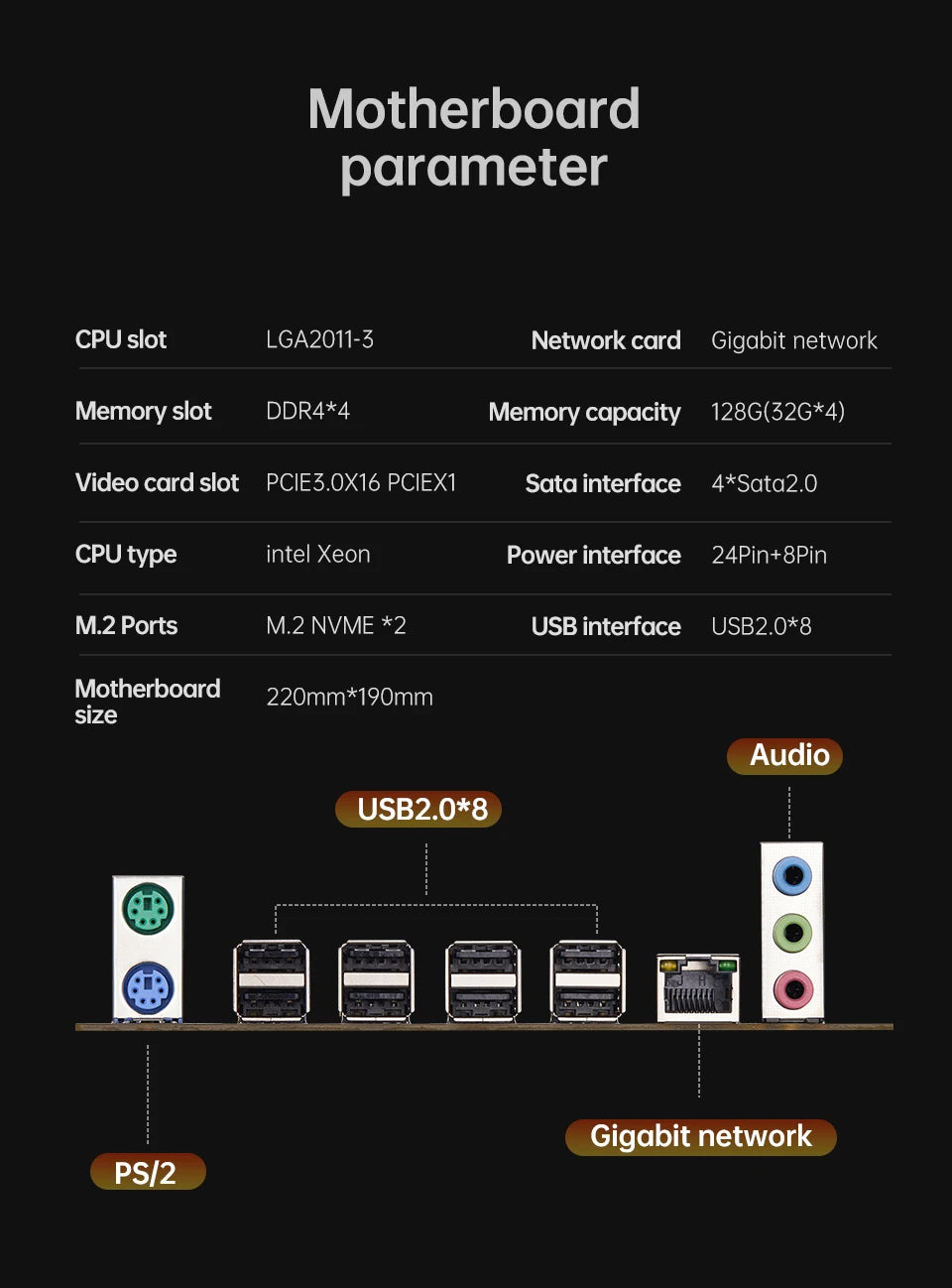 QIYIDA X99 Motherboard LGA 2011 3 Xeon CPU E5 V3 V4 DDR4 RAM NVME M.2 PCI3.0 16X SATA M-ATX