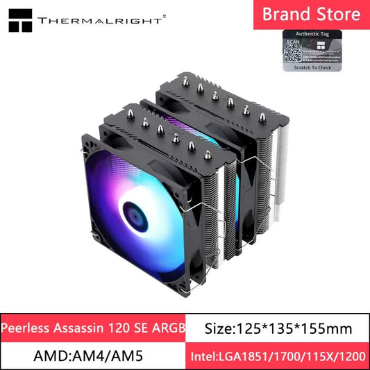 Thermalright Peerless Assassin 120 SE 6 Heat Pipes AGHP 120mm CPU Cooler Twin Towers Fan pa120se for AM4 AM5 Intel1700/115X/1851