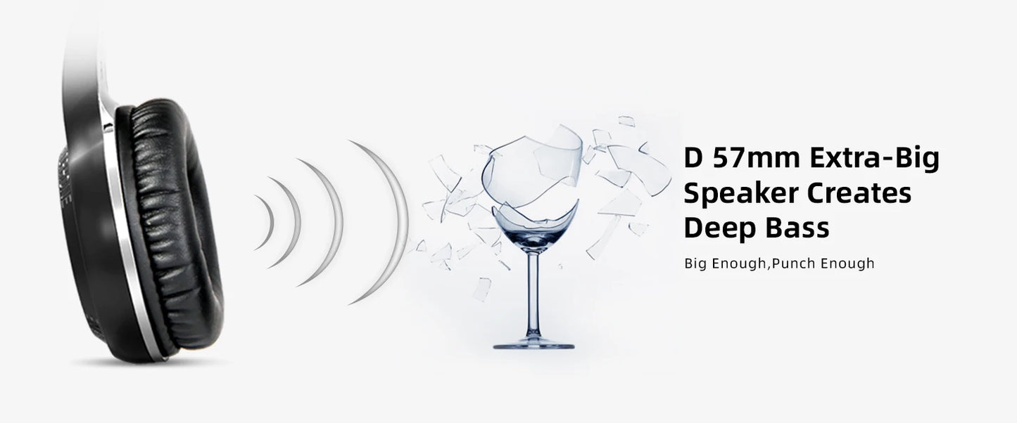 Bluedio 57mm Driver Wireless Headphones With Mic Over Ear Bluetooth 5.4 Headset HiFi Stereo Earphone For Phone PC Sports Office