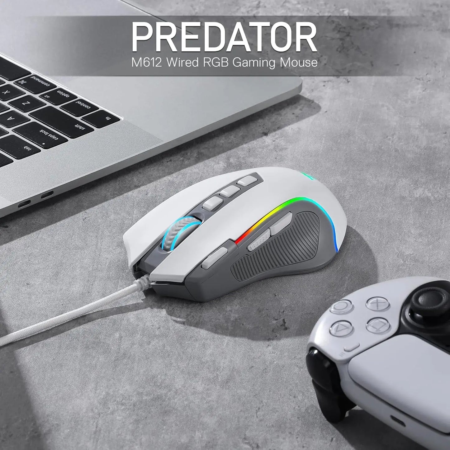 Redragon M612 RGB Gaming 8000 DPI Wired Optical Gamer Mouse 9 Programmable Buttons & 5 Backlit Modes