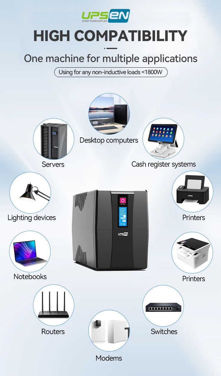 1000VA 220V Offline Uninterruptible Power Supply Smart UPS Battery Backup For Computer Server PC Surge Protector