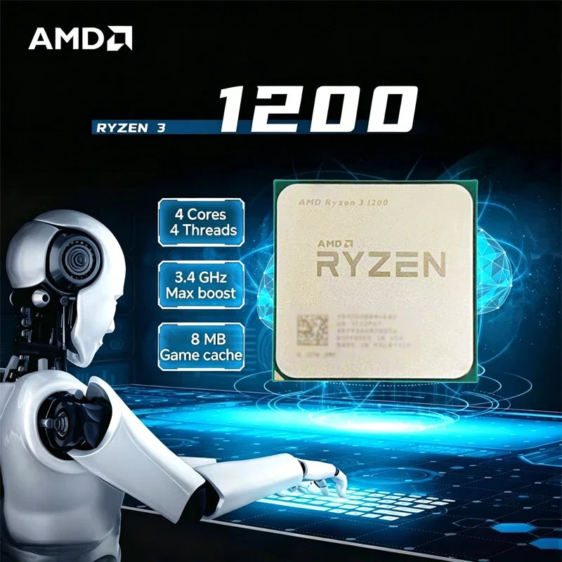 AMD Ryzen 3 1200 AMD R3 1200 CPU 4-Core 4-Thread 3.4 GHz Unlocked Desktop Processor Socket AM4 Gaming CPU Without Package