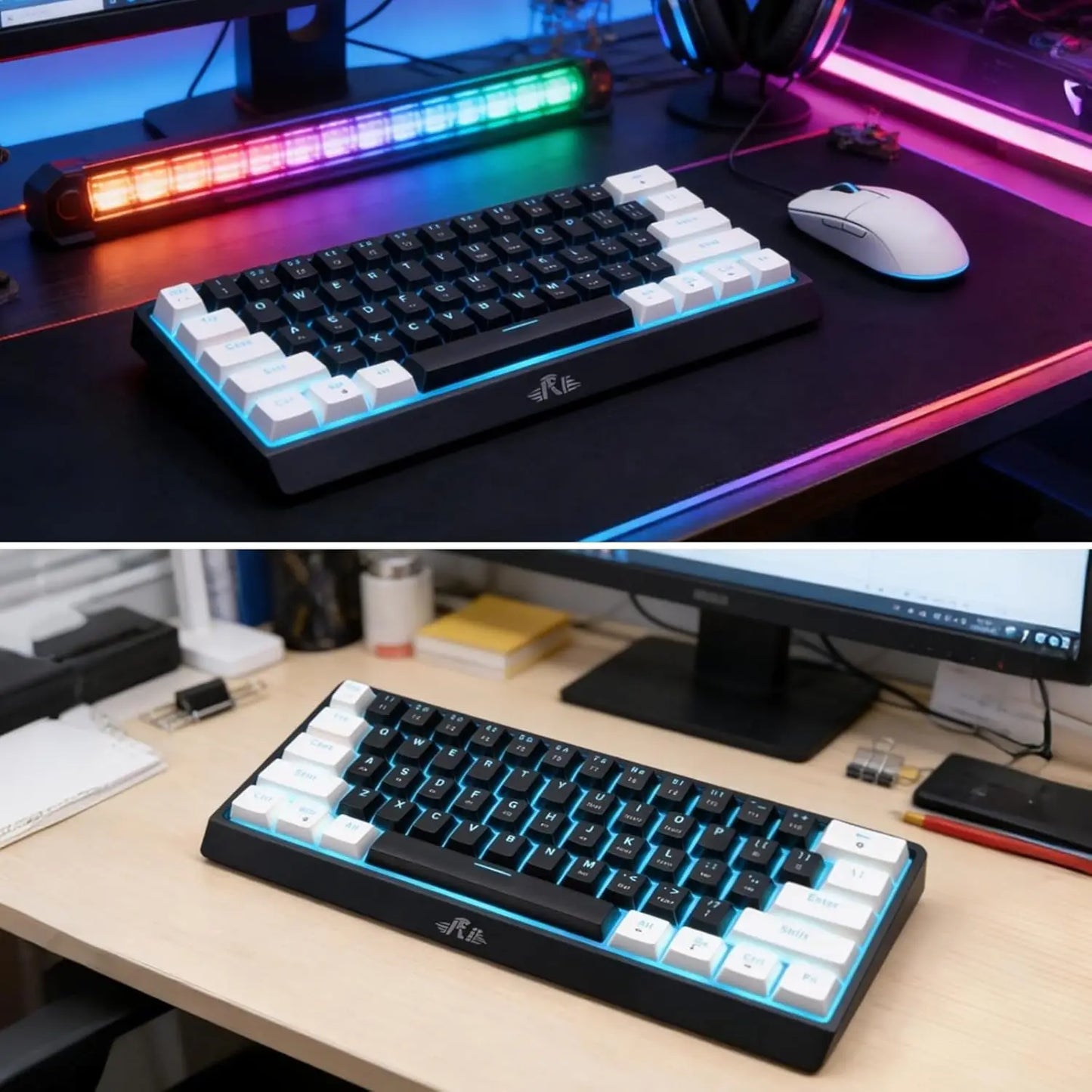 Rii RK806 60% Mechanical Gaming Keyboard,61 Keys Compact Wired Keyboard with Blue Backlight,Clicky Blue Switch,Anti-ghosting