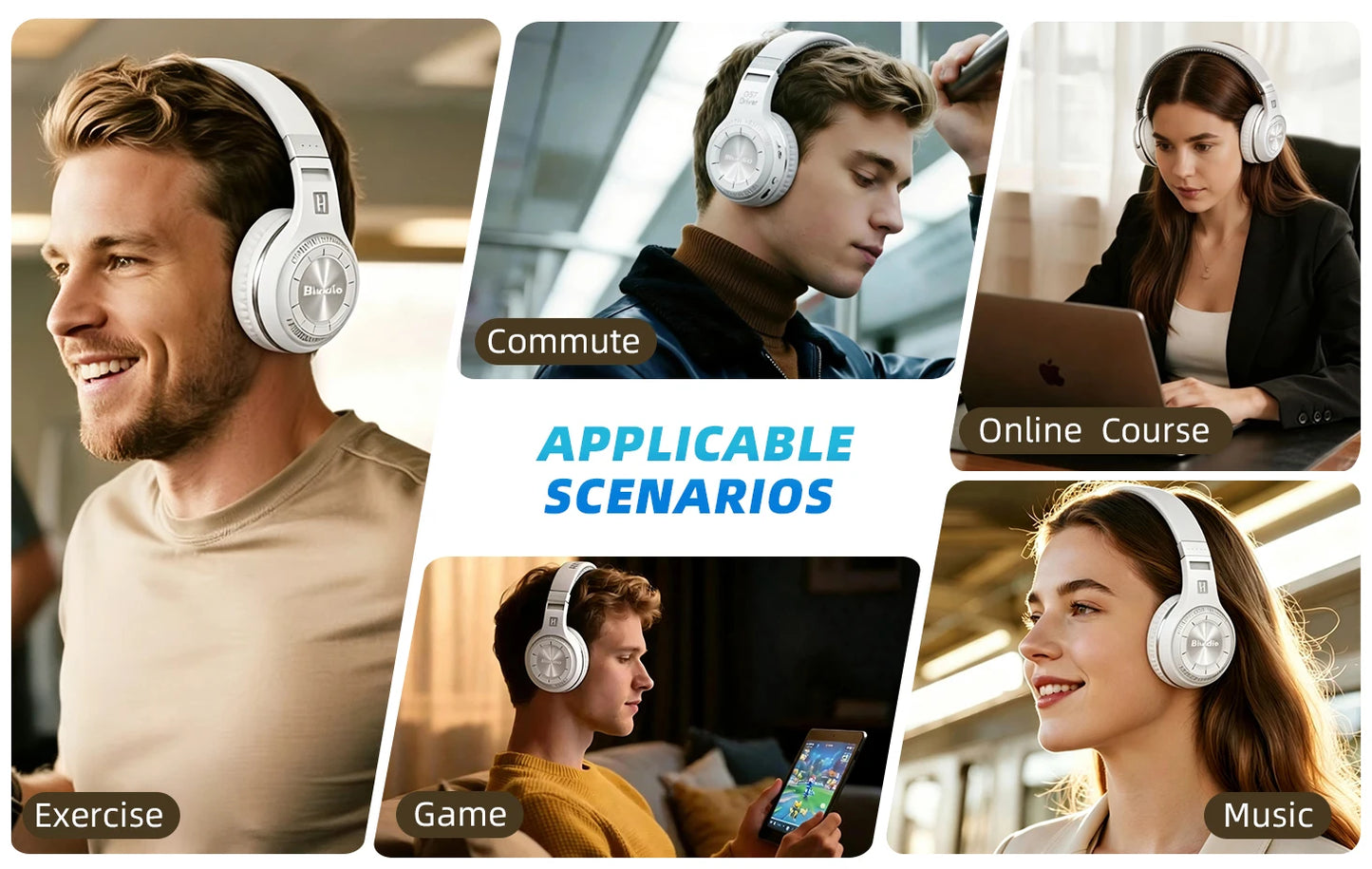 Bluedio 57mm Driver Wireless Headphones With Mic Over Ear Bluetooth 5.4 Headset HiFi Stereo Earphone For Phone PC Sports Office