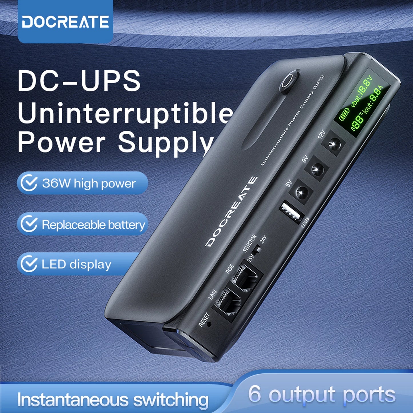 UPS Backup Battery Power Supply Supports 5V/9V/12V Mini DC UPS Uninterruptible Power Supply for Router Modem Security Camera