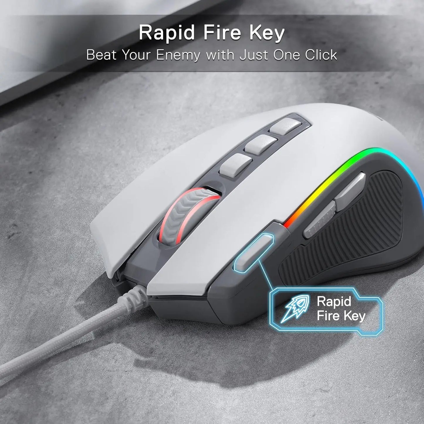 Redragon M612 RGB Gaming 8000 DPI Wired Optical Gamer Mouse 9 Programmable Buttons & 5 Backlit Modes